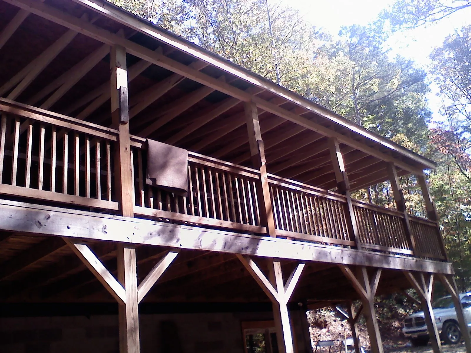 Timber framing under a new elevated porch and deck — Roof Leak Repair in Dayton by Roofing Brothers